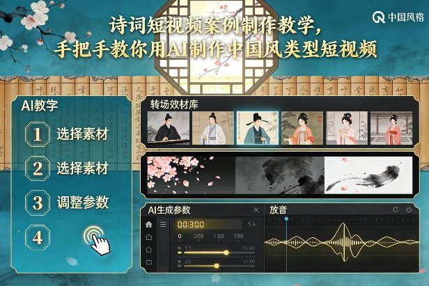 古诗词短视频案例制作教学,手把手教你用AI制作中国风类型短视频-小目标云网创