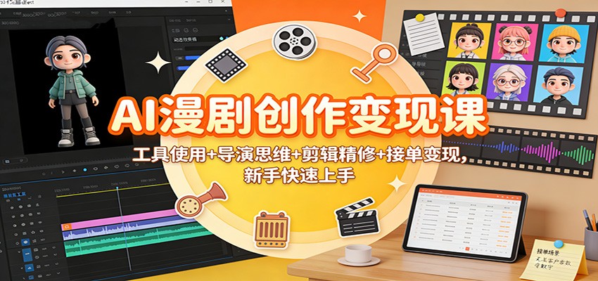 AI漫剧创作变现课:工具使用+导演思维+剪辑精修+接单变现,新手快速上手-小目标云网创