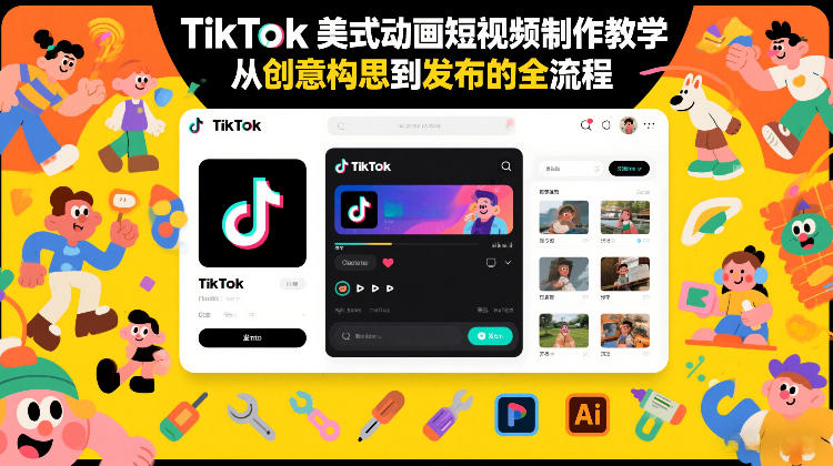 TikTok美式动画短视频制作教学,从创意构思到发布的全流程-小目标云网创