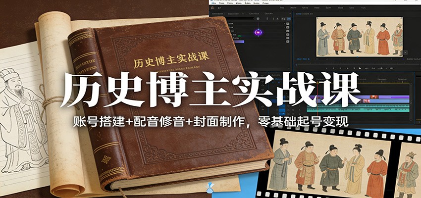 历史博主实战课:账号搭建+配音修音+封面制作,零基础起号变现-小目标云网创