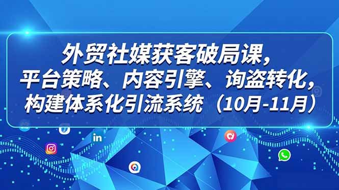 外贸 社媒获客破局课，平台策略、内容引擎、询盘转化，构建体系化引流系统(10月-11月-小目标云网创