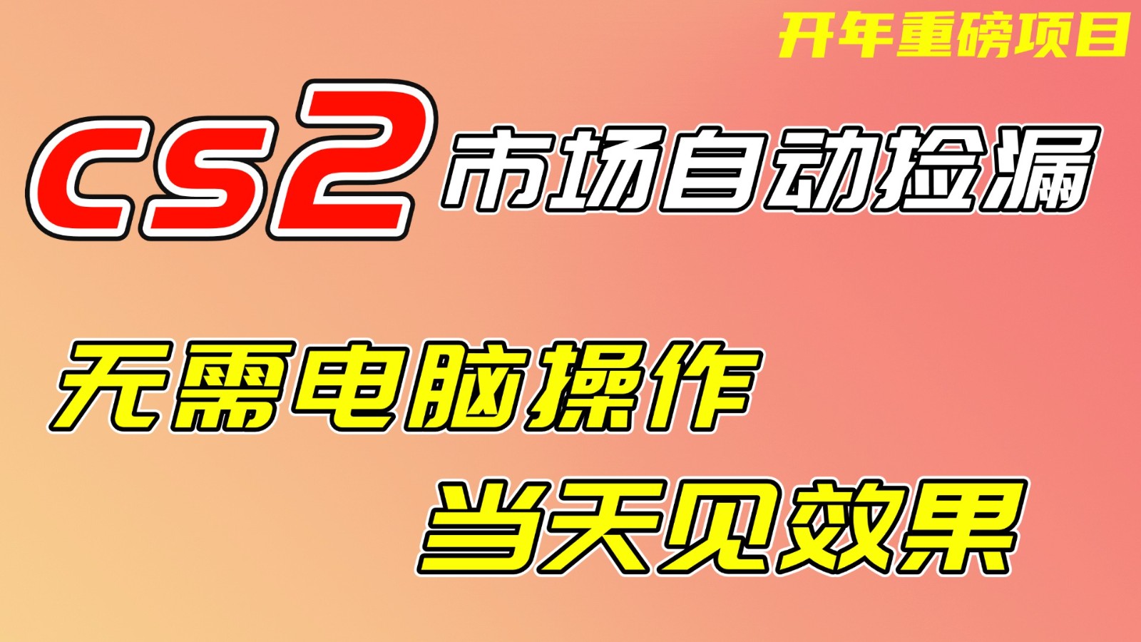 CS2市场挂机项，无需电脑操作，无需进入游戏，当天见效果，支持任何形式验证-小目标云网创
