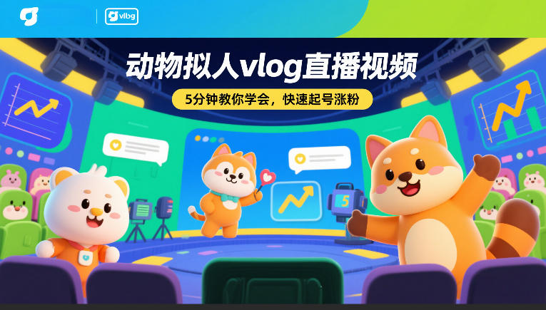 动物拟人vlog直播视频,5分钟教你学会,快速起号涨粉-小目标云网创