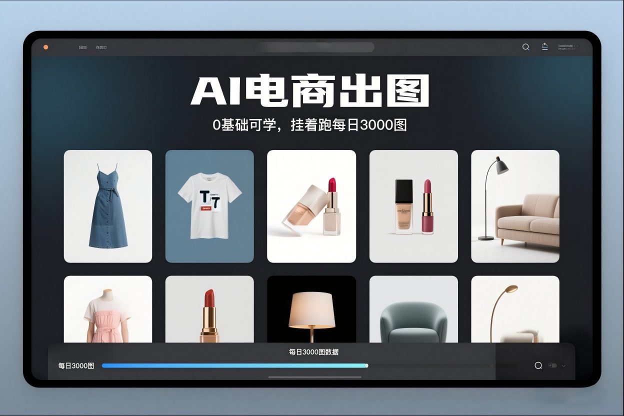 AI电商出图，0基础可学，挂着跑每日3000图-小目标云网创