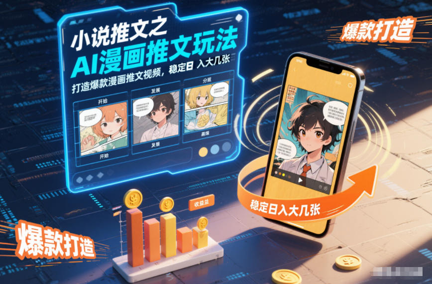 小说推文之AI漫画推文玩法,打造爆款漫画推文视频,稳定日入大几张-小目标云网创