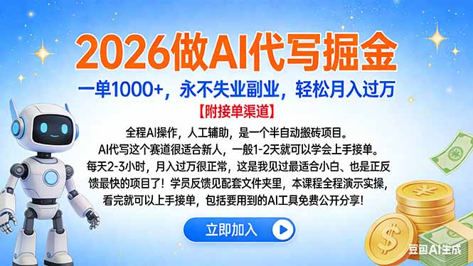 2026做AI代写掘金，一单1000+，永不失业副业，轻松月入过万-小目标云网创