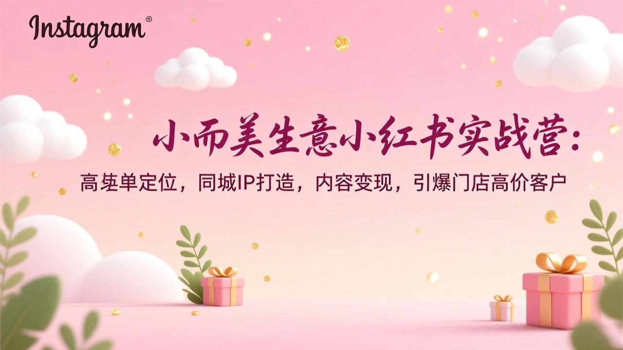 小而美生意小红书实战营：高客单定位，同城IP打造，内容变现，引爆门店高价客户-小目标云网创