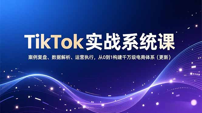TikTok实战系统课,案例复盘、数据解析、运营执行,从0到1构建千万级电商体系(更新-小目标云网创