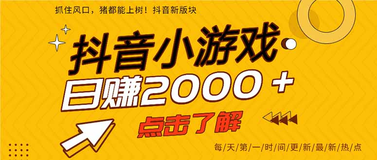 2025年爆火的抖音小游戏项目,一部手机日入2000+-小目标云网创