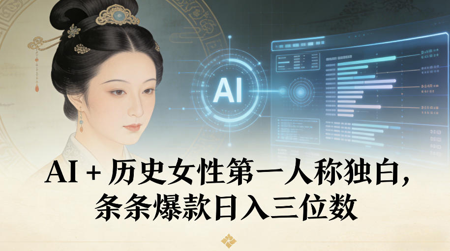 AI+历史女性第一人称独白,条条爆款日入三位数-小目标云网创