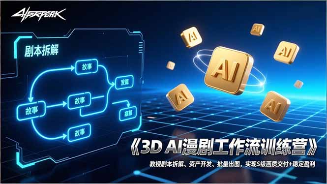3D AI漫剧工作流训练营:教授剧本拆解、资产开发、批量出图,实现S级画质交付+稳定盈利-小目标云网创